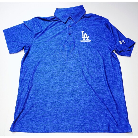 Under Armour x MLB L.A. Dodgers Blue Performance Polo Team Logo World Series - Picture 1 of 9